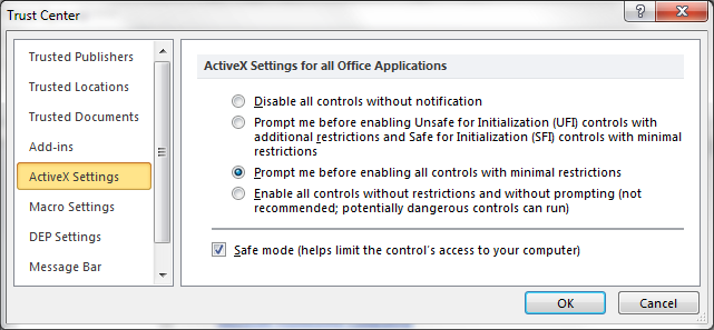 ActiveX-Einstellungen ActiveX-Einstellungen